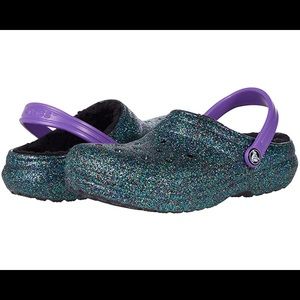 Crocs classic glitter lined clog - youth size 4